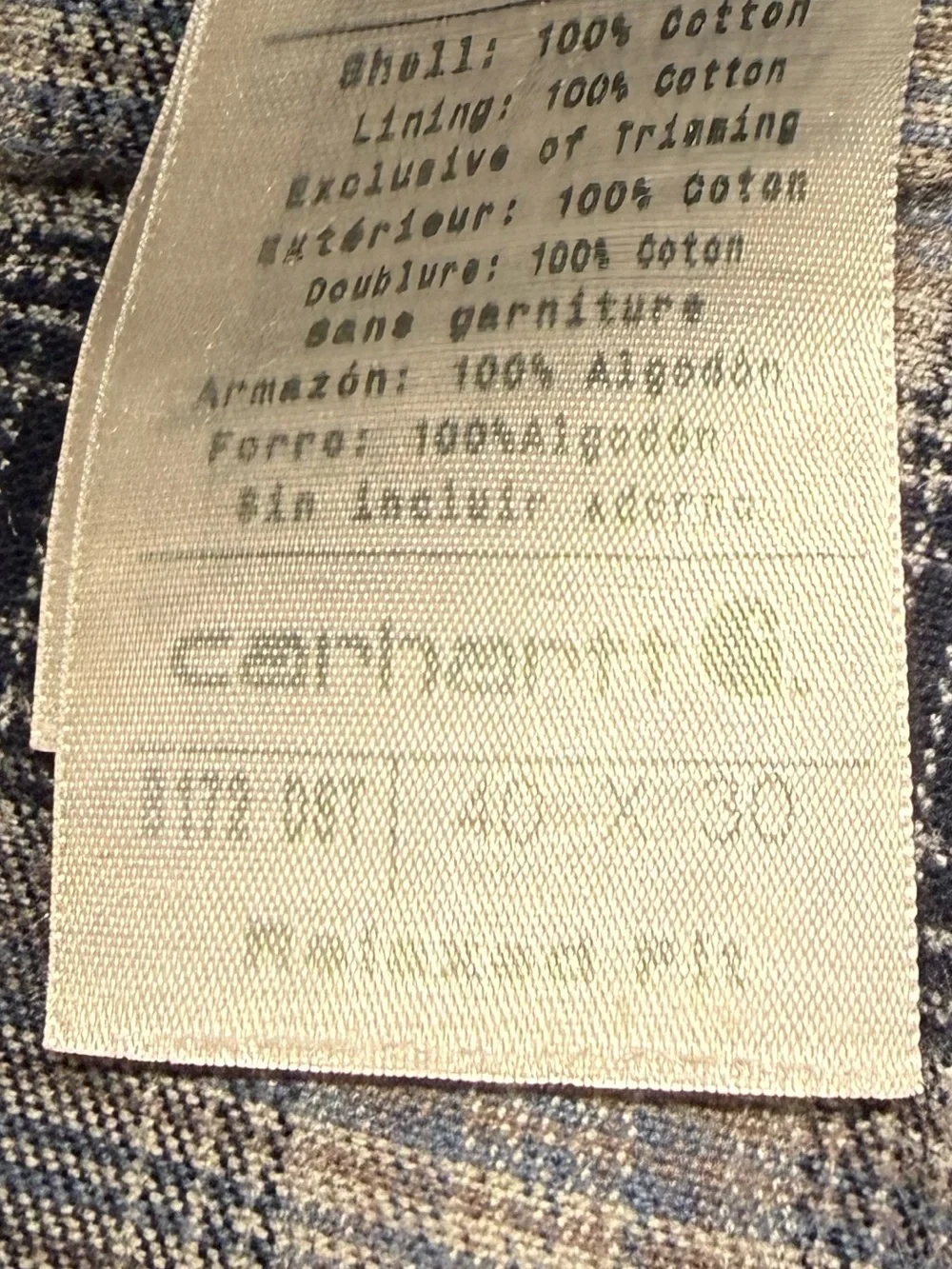 Carhartt B172 Darkstone Relaxed Fit Straight Leg Flannel Jeans Work Pants  40x30